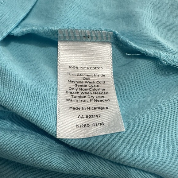 The Talbots Tee Short Sleeve V-Neck Pima Cotton Blue T-Shirt Womens Petite L - Picture 9 of 11